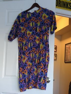 Vintage, Handmade, Purple Floral Geometric Shift Dress